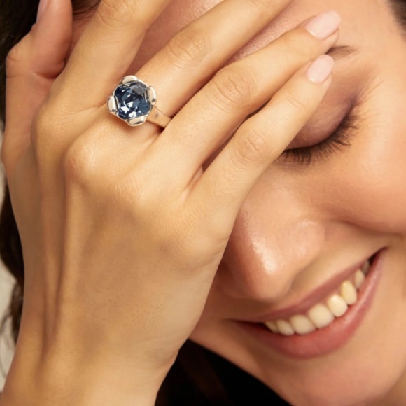 UNO de 50 Jewelry - Sterling silver-plated ring with blue crystal